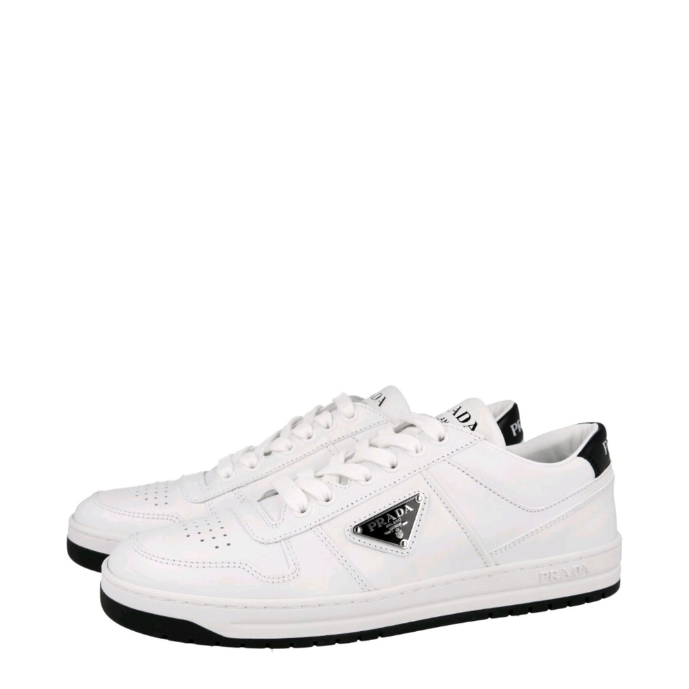💯 Authentic Prada White and Black Leather Sneakers